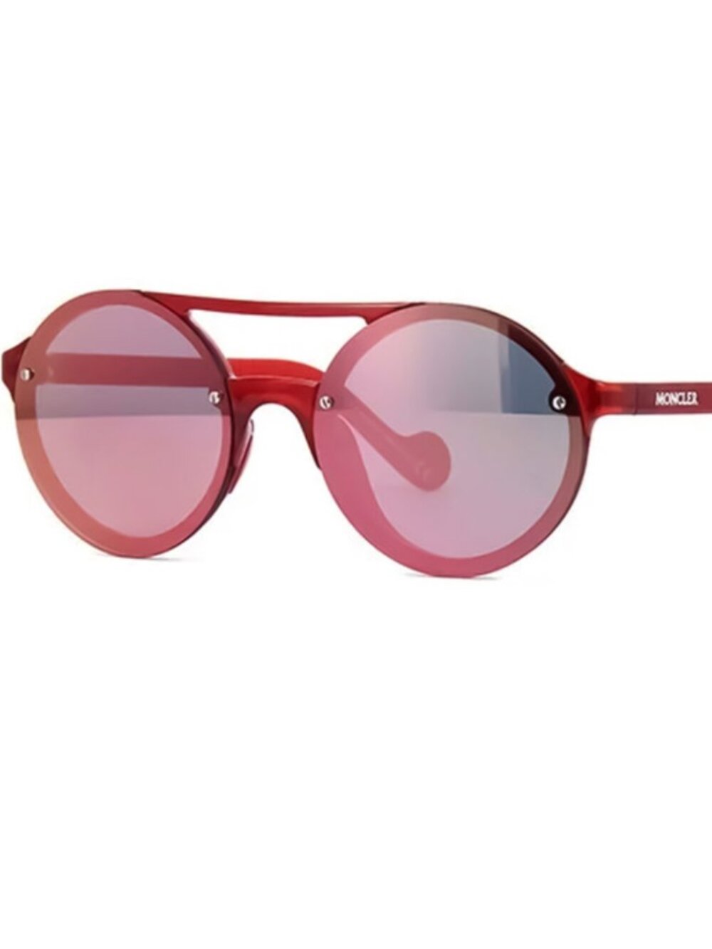 Moncler ML0064-66C Unisex Round Full Rim Sunglasses in Red Frame&Rose Pink 53 mm